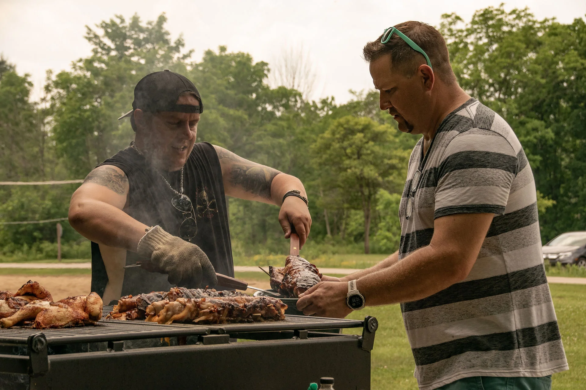Photos of food, happenings, staff and family during the company picnic event